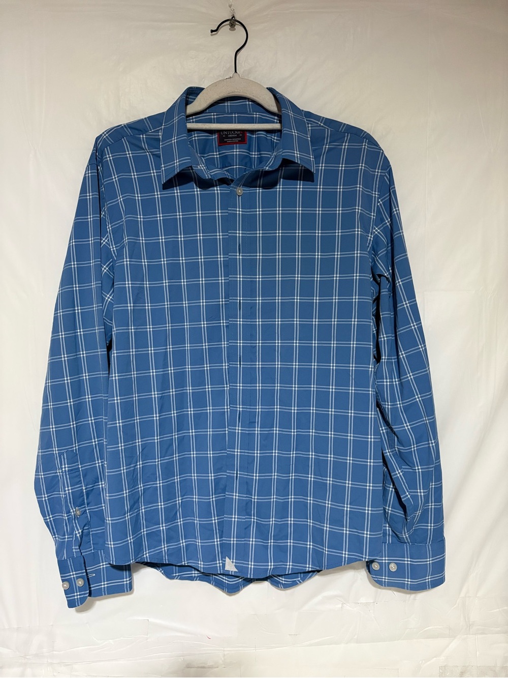 UNTUCKit Blue Plaid Windowpane Dress Shirt